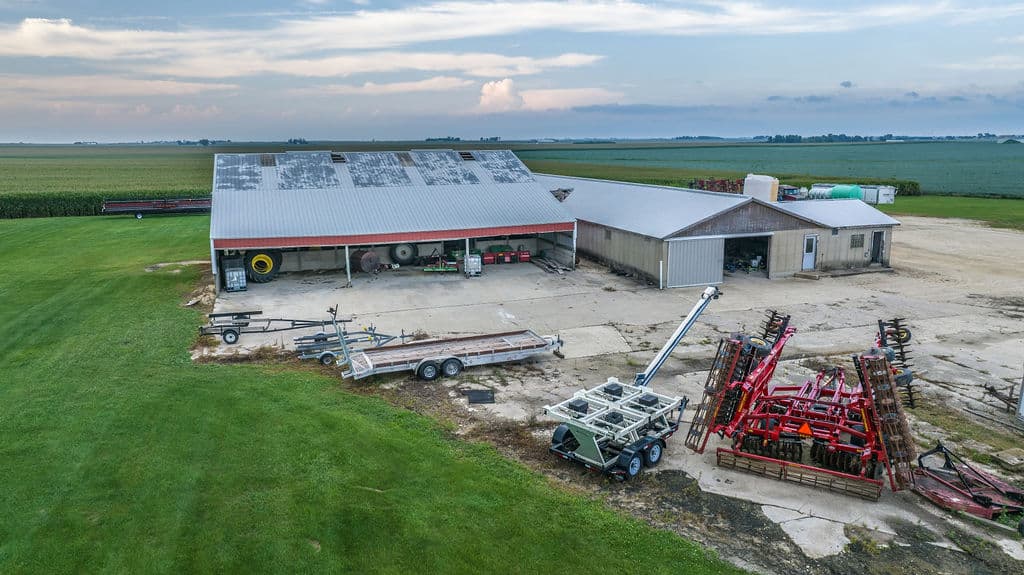 Machine shed and implements from above
