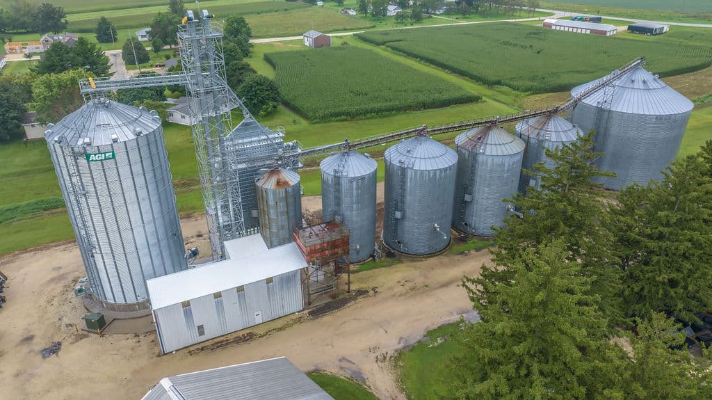 The full silo cluster from the air