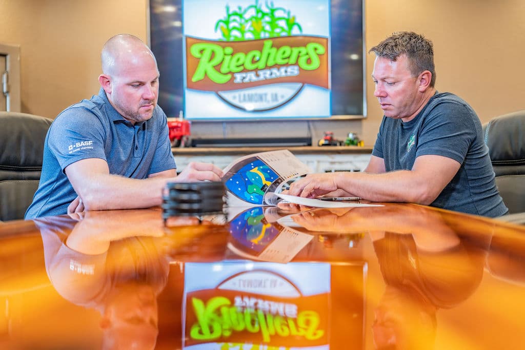 Planning the season at the farm office table